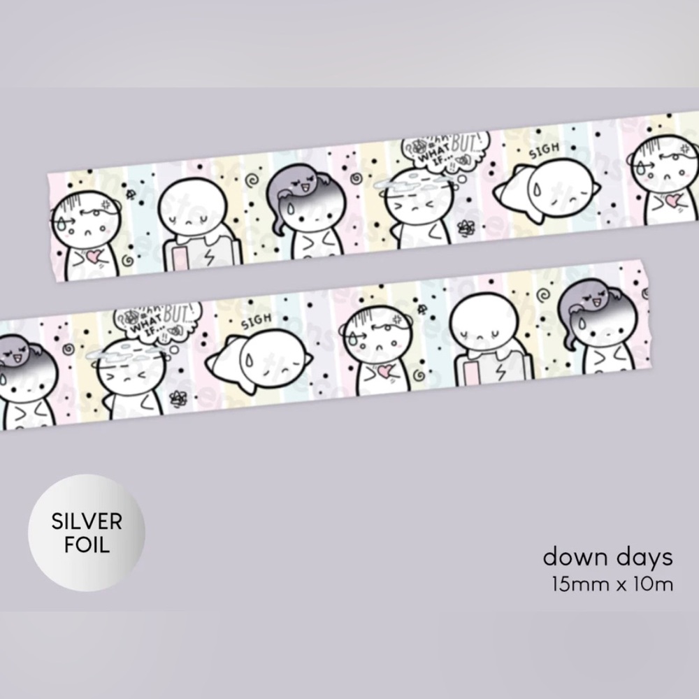 🆕  TheCoffeeMonsterzCo Down Days Washi Tape - 15mm